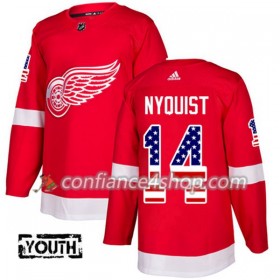 Adidas Maillot de Hockey Detroit Red Wings Gustav Nyquist 14 2017-2018 Rouge USA Flag Fashion Authentic - Enfant